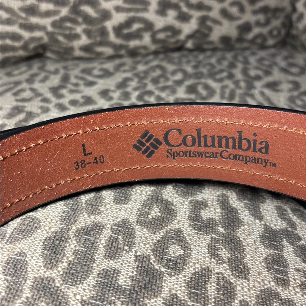 Columbia wide leather belt with Guatemalan fabric inlay bohemian belt LG 38-40